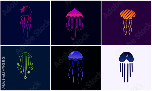 Set logo jellyfish