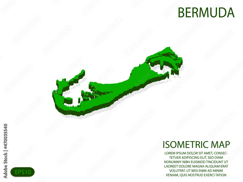 Green isometric map of Bermuda elements white background for concept map easy to edit and customize. eps 10 Green isometric map of Bermuda elements white background for concept map easy to edit and customize. eps 10
