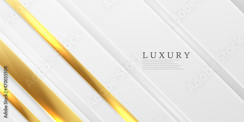 Abstract white and gray background with gorgeous golden line decoration. Luxurious.