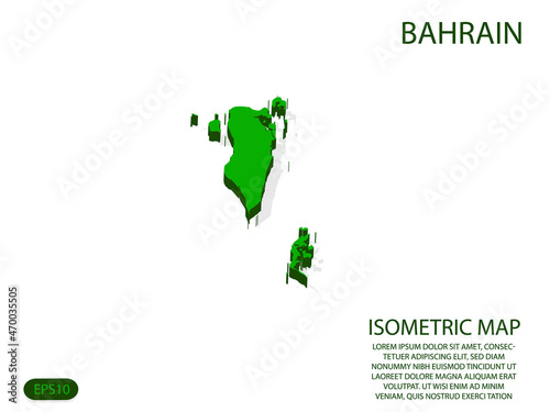 Green isometric map of Bahrain elements white background for concept map easy to edit and customize. eps 10