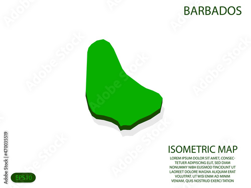 Green isometric map of Barbados elements white background for concept map easy to edit and customize. eps 10