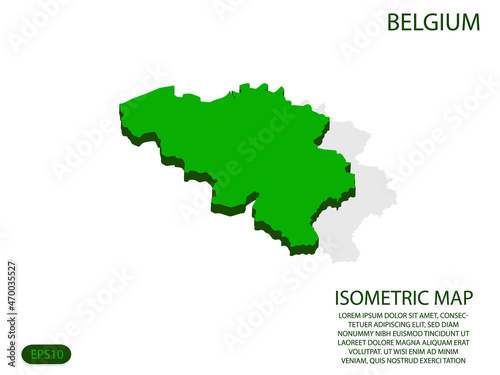 Green isometric map of Belgium elements white background for concept map easy to edit and customize. eps 10