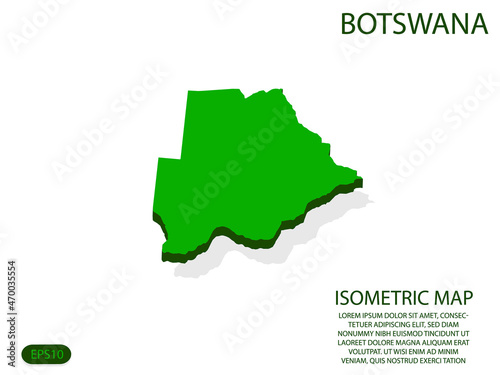 Green isometric map of Botswana elements white background for concept map easy to edit and customize. eps 10