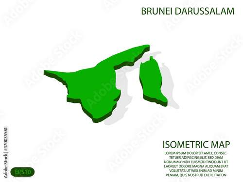 Green isometric map of Brunei Darussalam elements white background for concept map easy to edit and customize. eps 10