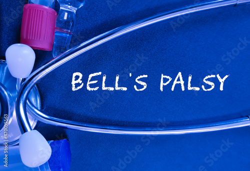Bell's Palsy medical term. Facial muscle weakness or paralysis. Health and medical concept. photo