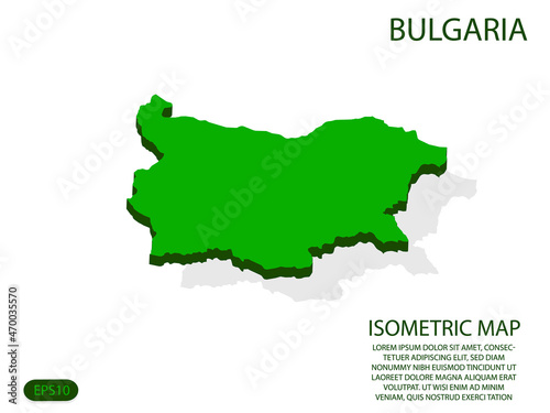 Green isometric map of Bulgaria elements white background for concept map easy to edit and customize. eps 10