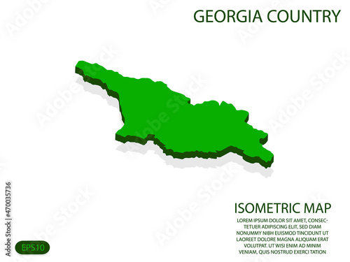 Green isometric map of Georgia country elements white background for concept map easy to edit and customize. eps 10