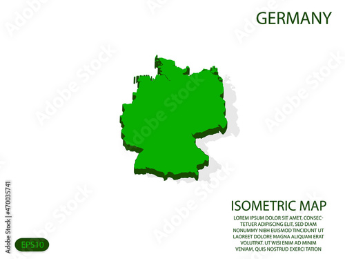 Green isometric map of Germany elements white background for concept map easy to edit and customize. eps 10