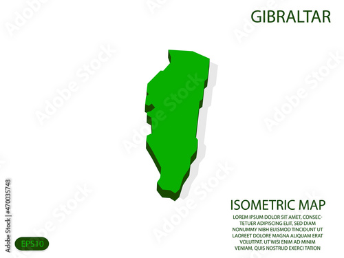Green isometric map of Gibraltar elements white background for concept map easy to edit and customize. eps 10