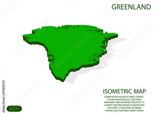 Green isometric map of Greenland elements white background for concept map easy to edit and customize. eps 10