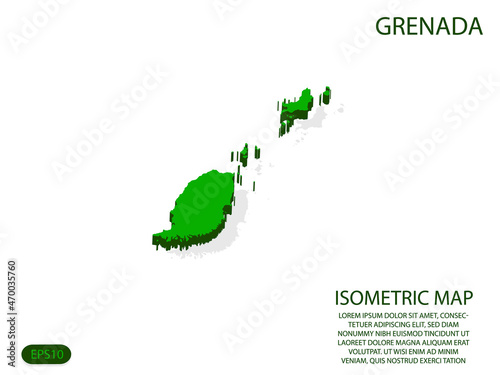 Green isometric map of Grenada elements white background for concept map easy to edit and customize. eps 10