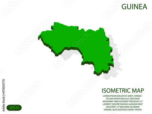 Green isometric map of Guinea elements white background for concept map easy to edit and customize. eps 10