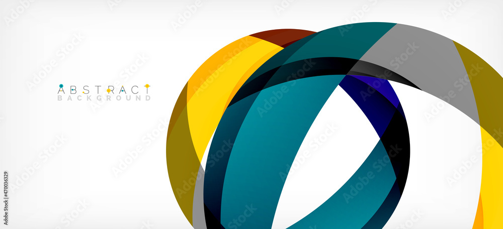 Geometric abstract background. Circle created with overlapping color shapes. Vector Illustration For Wallpaper, Banner, Background, Landing Page