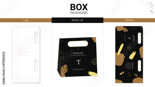 Box packaging and mockup die cut template