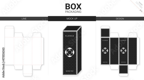 Box packaging and mockup die cut template