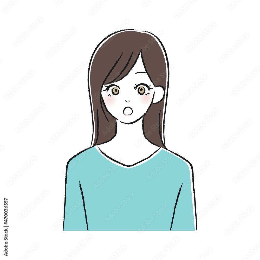 正面を向いた女性のイラスト 正面を向いた女性のイラスト