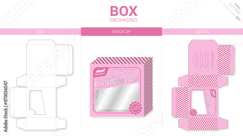 Box packaging and mockup die cut template