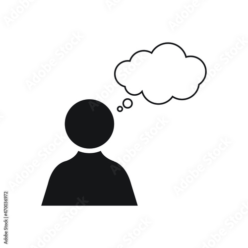 Thinking man icon dream cloud person with question bubble vector illustration