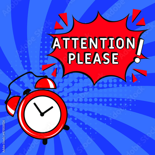 Attention please! in comic pop art style. Attention please! brainy game word. Comic book explosion with text Attention please! Vector bright cartoon illustration in retro pop art style. 