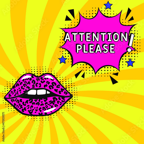 Attention please! in comic pop art style. Attention please! brainy game word. Comic book explosion with text Attention please! Vector bright cartoon illustration in retro pop art style. 