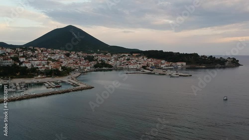 Aerial view of the beautiful seaside city of Pylos located in western Messenia in Peloponnese, Greece photo