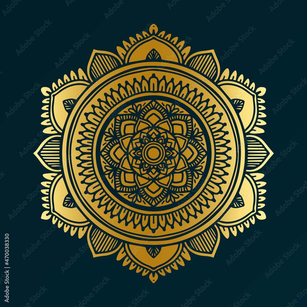 Obraz premium Luxury golden vector mandala art radial ornament