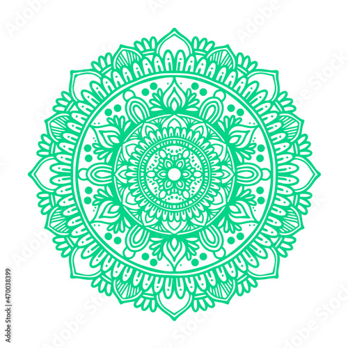 green mandala illustration design with radial ornament