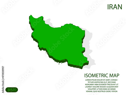 Green isometric map of Iran elements white background for concept map easy to edit and customize. eps 10