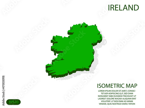 Green isometric map of Ireland elements white background for concept map easy to edit and customize. eps 10