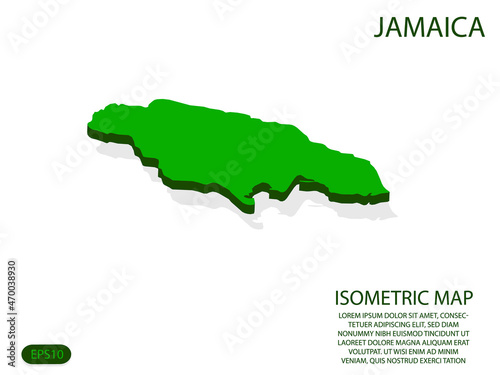 Green isometric map of Jamaica elements white background for concept map easy to edit and customize. eps 10