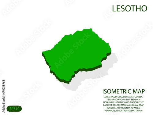 Green isometric map of Lesotho elements white background for concept map easy to edit and customize. eps 10