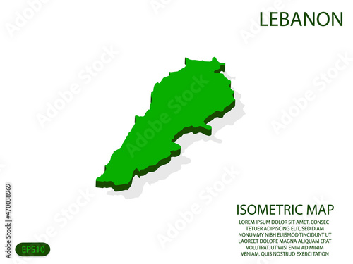 Green isometric map of Lebanon elements white background for concept map easy to edit and customize. eps 10