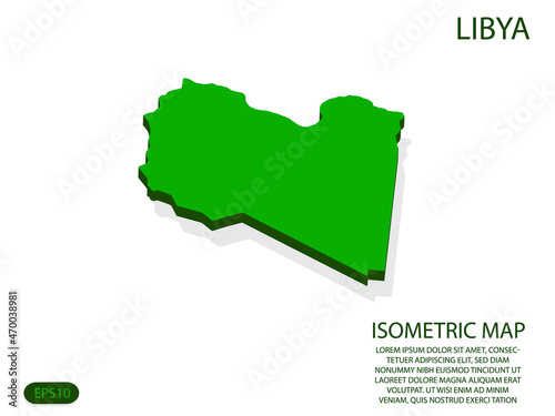 Green isometric map of Libya elements white background for concept map easy to edit and customize. eps 10