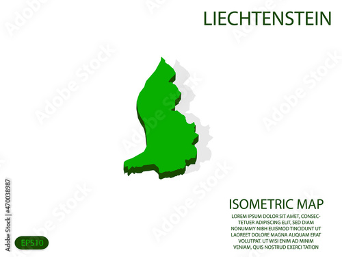 Green isometric map of Liechtenstein elements white background for concept map easy to edit and customize. eps 10