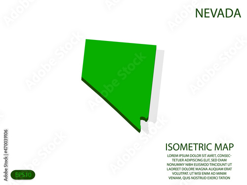 Green isometric map of Nevada elements white background for concept map easy to edit and customize. eps 10