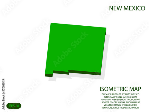 Green isometric map of New Mexico elements white background for concept map easy to edit and customize. eps 10