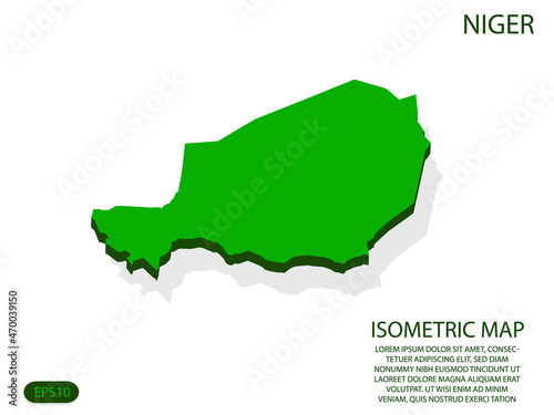 Green isometric map of Niger elements white background for concept map easy to edit and customize. eps 10