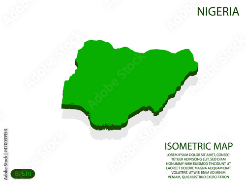 Green isometric map of Nigeria elements white background for concept map easy to edit and customize. eps 10