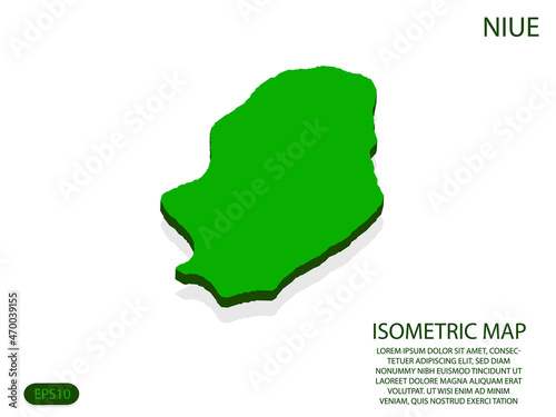 Green isometric map of Niue elements white background for concept map easy to edit and customize. eps 10
