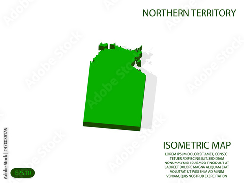 Green isometric map of Northern Territory elements white background for concept map easy to edit and customize. eps 10