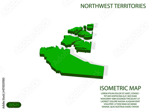 Green isometric map of Northwest Territories elements white background for concept map easy to edit and customize. eps 10