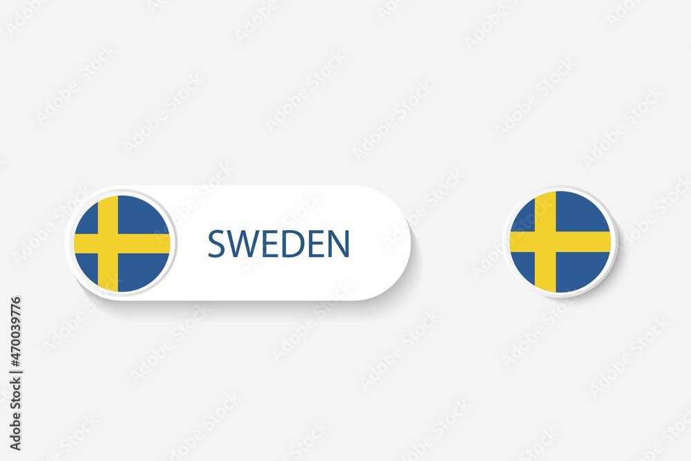Sweden button flag in illustration of oval shaped with word of Sweden. And button flag Sweden. Sweden button flag in illustration of oval shaped with word of Sweden. And button flag Sweden.