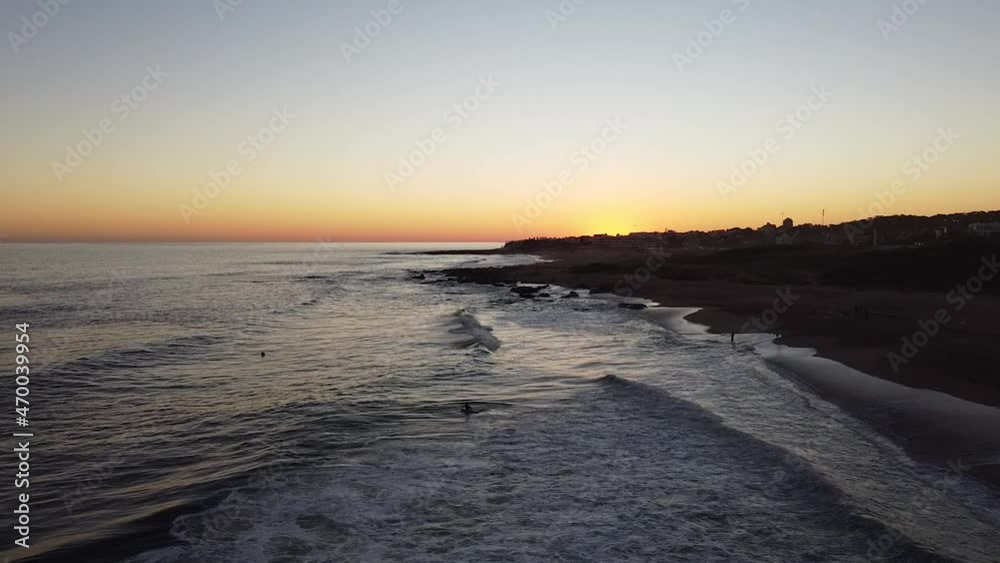 Incredible sunset at the beach in Uruguay. Drone perspective Incredible sunset at the beach in Uruguay. Drone perspective