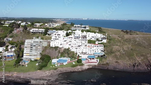 Drone view of Casapueblo, Punta Ballena in Uruguay photo