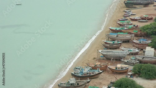 Fishing Boats On Beautiful Beach In Gwadar Balochistan In Pakistan photo