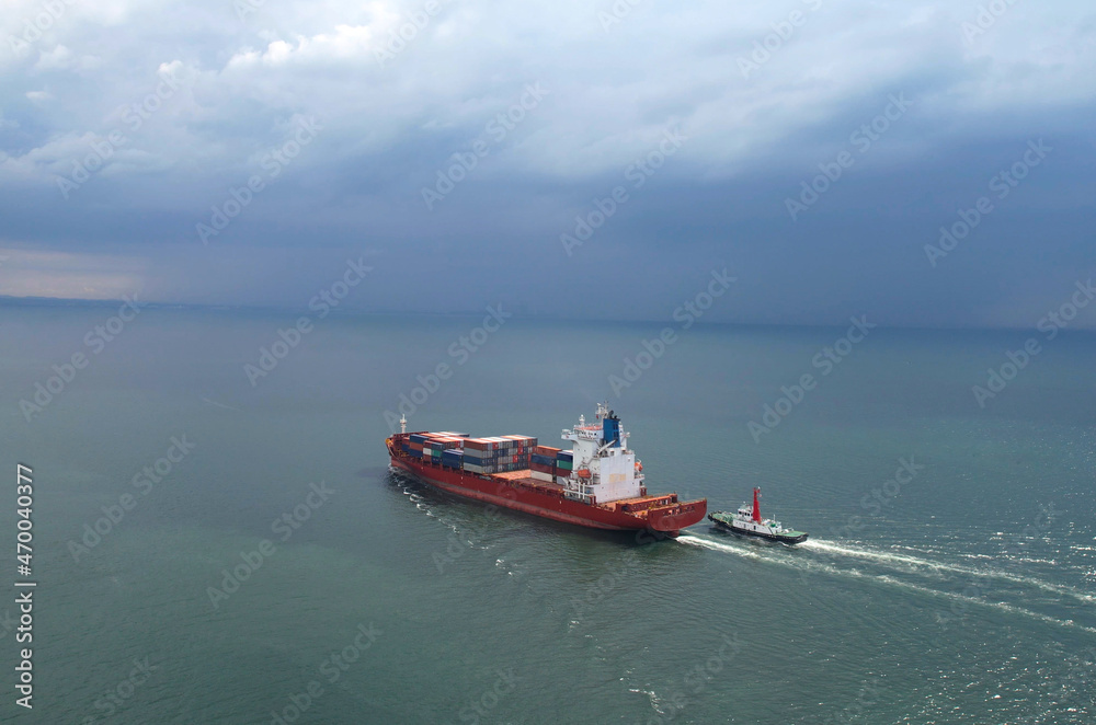 Freight forwarding by container ships, logistics business, import and export, logistics, international trade concept.