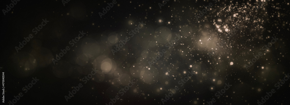 Christmas blur lights. Abstract light and snow circular bokeh New year background.