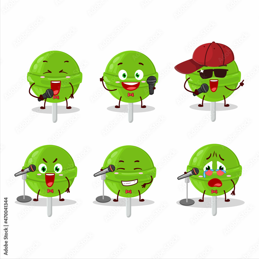 Obraz premium A Cute Cartoon design concept of sweet melon lollipop singing a famous song