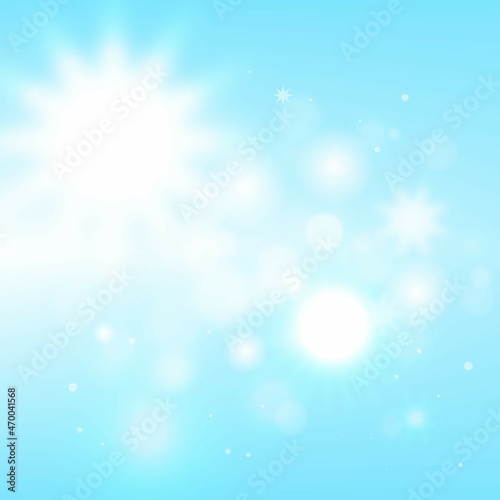 Blue Sky Background with dreamy bokeh and white Starburst