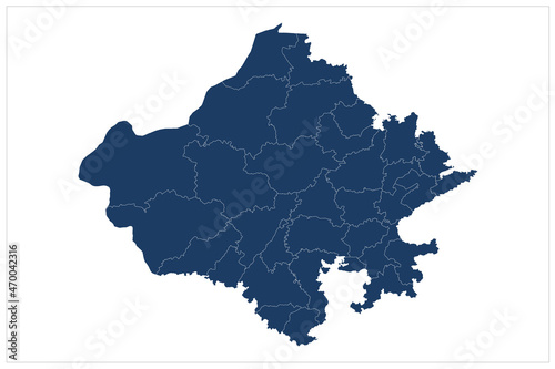 Blue Color map of Rajasthan state of India illustration on white background